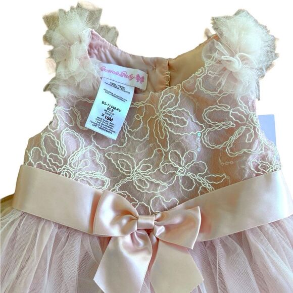 Bonnie Baby Girls Dress Blush Pink Embellished Fancy Headband Size 18m NWT - Picture 3 of 6